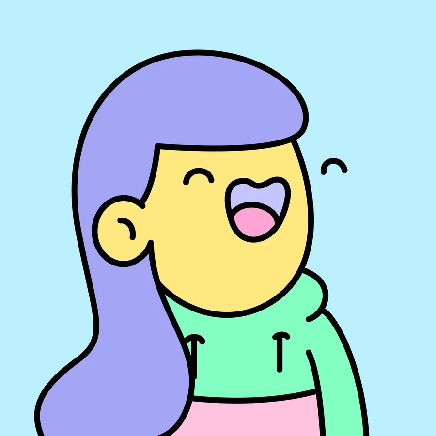 Jess&rsquo;s Doodle #6759, a smiling character with lavender hair